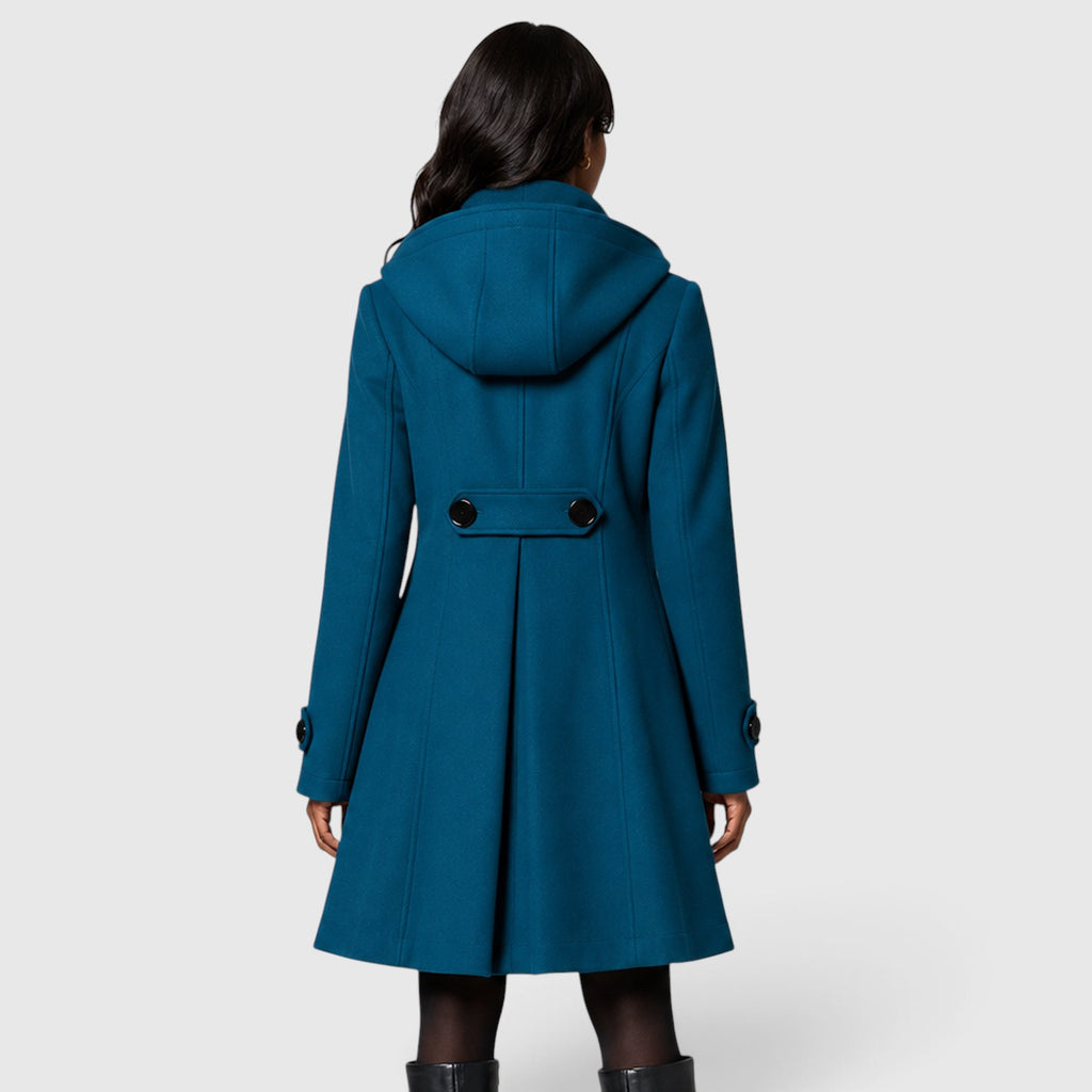 Monvaline | Women’s Double Breasted High Neck A-Line Winter Coat