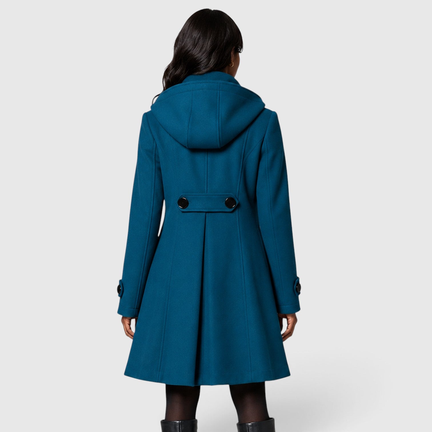 Monvaline | Women’s Double Breasted High Neck A-Line Winter Coat