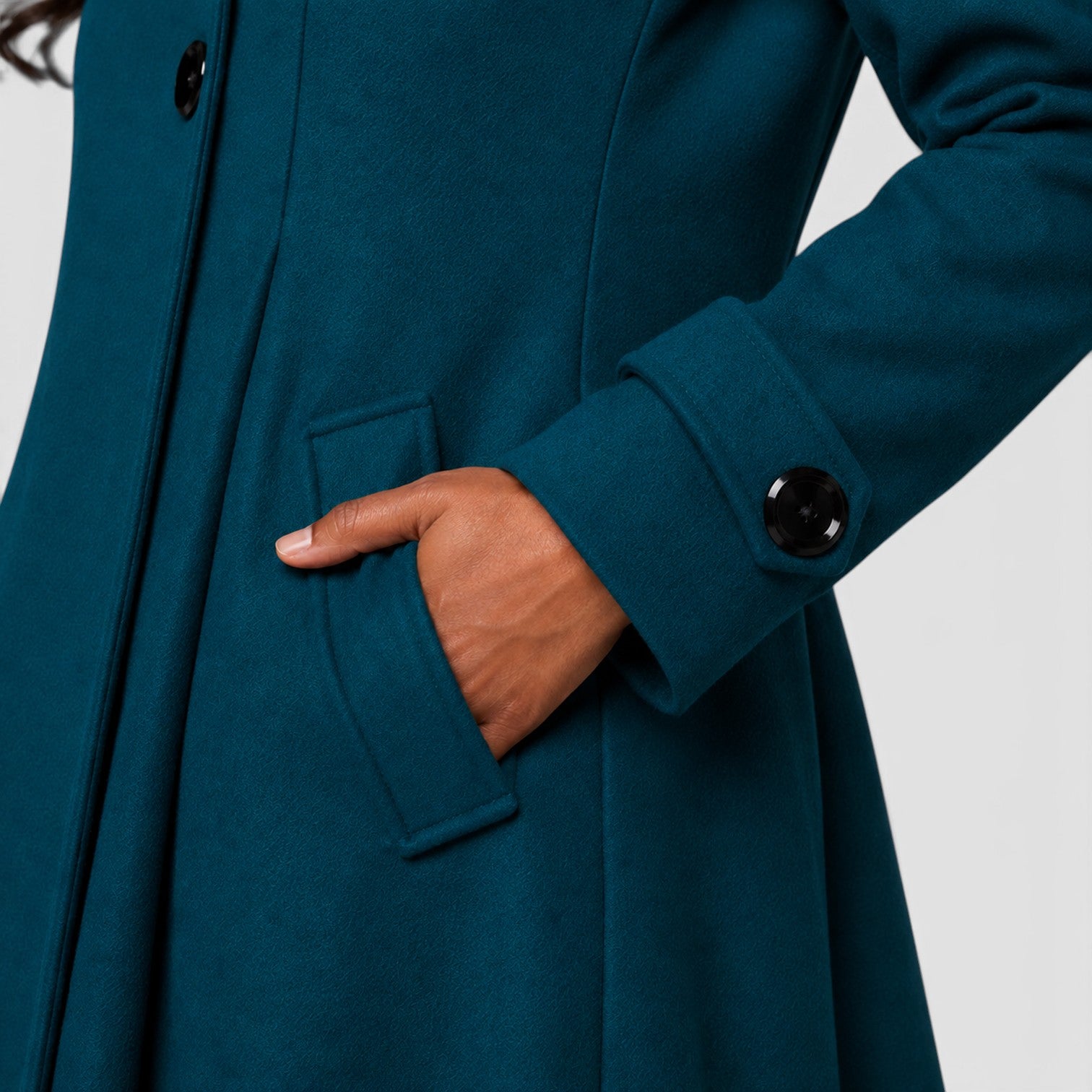 Monvaline | Women’s Double Breasted High Neck A-Line Winter Coat