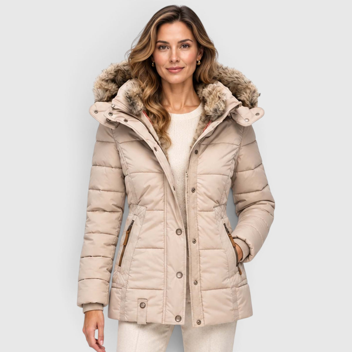 Monvaline | Women’s Faux Fur Winter Coat – Hooded Warm Outerwear