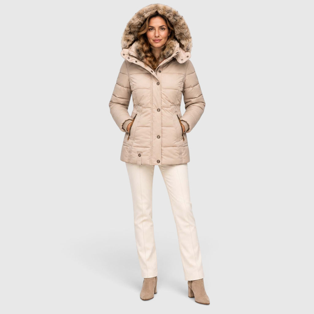 Monvaline | Women’s Faux Fur Winter Coat – Hooded Warm Outerwear