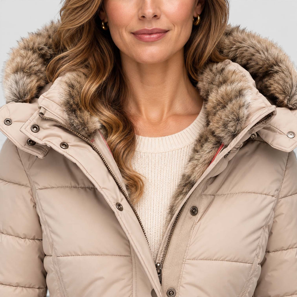 Monvaline | Women’s Faux Fur Winter Coat – Hooded Warm Outerwear