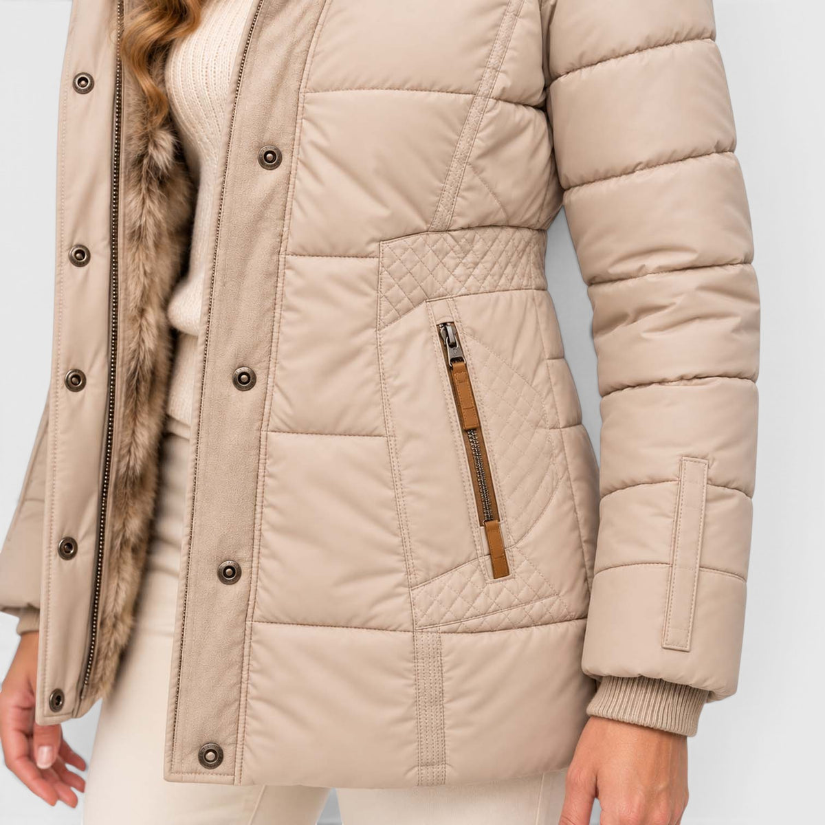 Monvaline | Women’s Faux Fur Winter Coat – Hooded Warm Outerwear