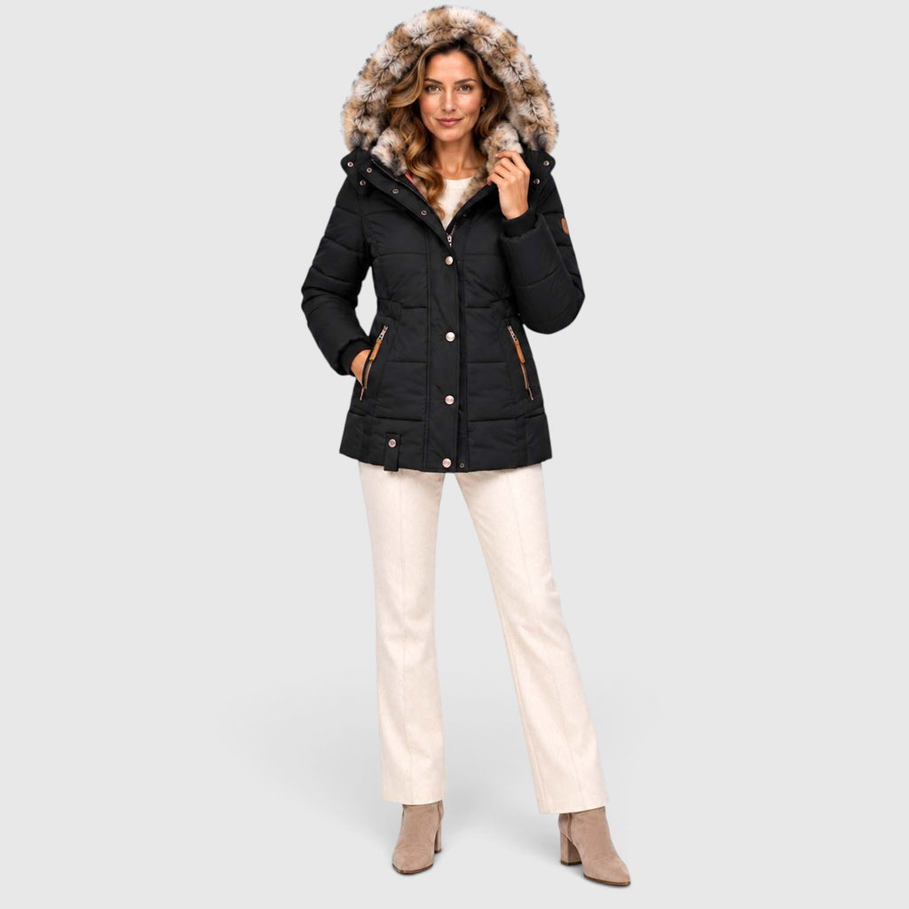 Monvaline | Women’s Faux Fur Winter Coat – Hooded Warm Outerwear
