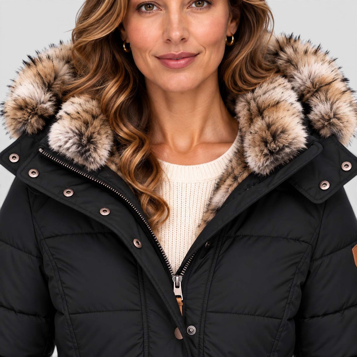 Monvaline | Women’s Faux Fur Winter Coat – Hooded Warm Outerwear