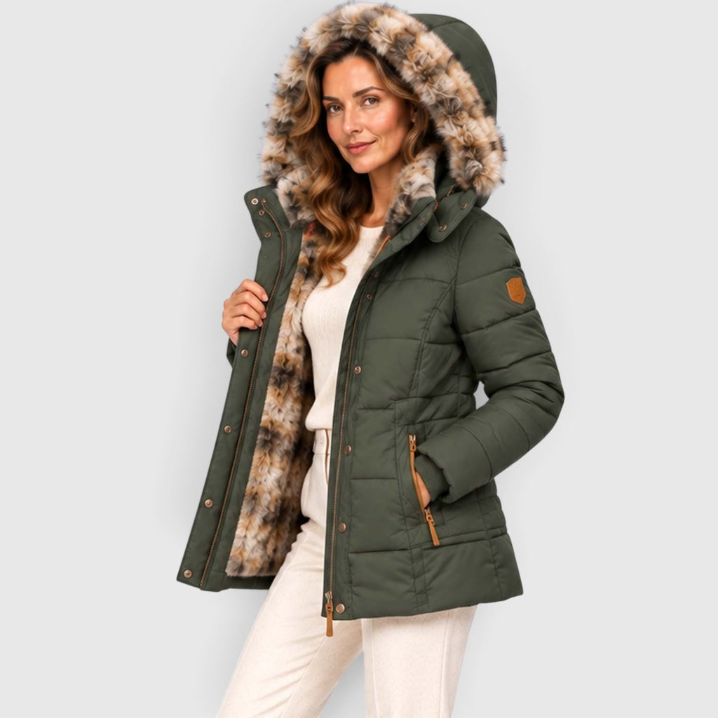 Monvaline | Women’s Faux Fur Winter Coat – Hooded Warm Outerwear