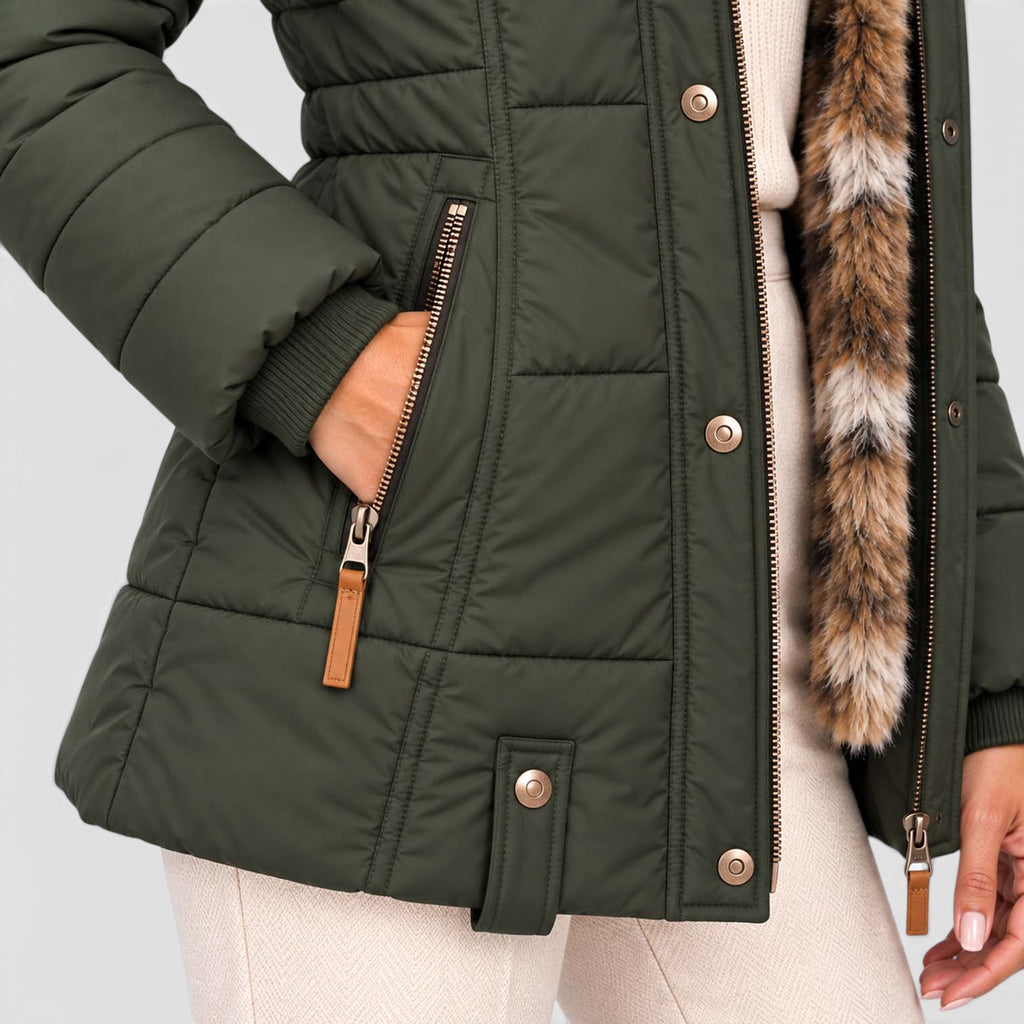 Monvaline | Women’s Faux Fur Winter Coat – Hooded Warm Outerwear