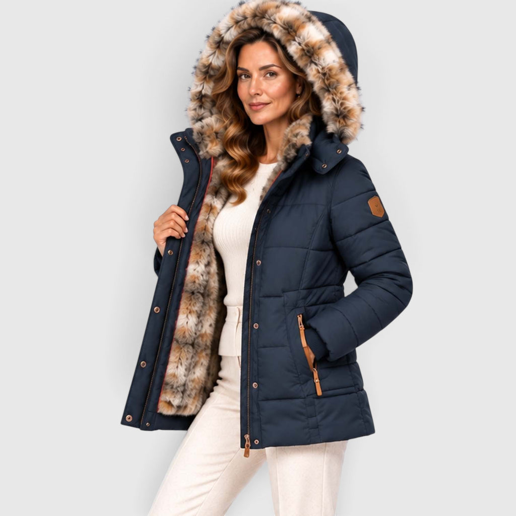 Monvaline | Women’s Faux Fur Winter Coat – Hooded Warm Outerwear
