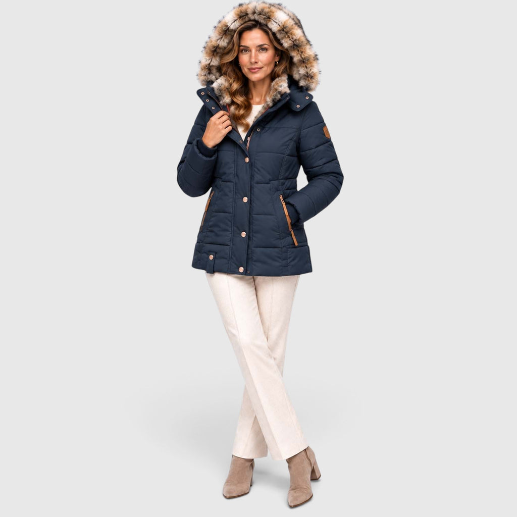 Monvaline | Women’s Faux Fur Winter Coat – Hooded Warm Outerwear