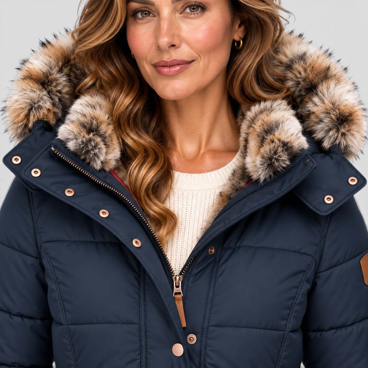 Monvaline | Women’s Faux Fur Winter Coat – Hooded Warm Outerwear