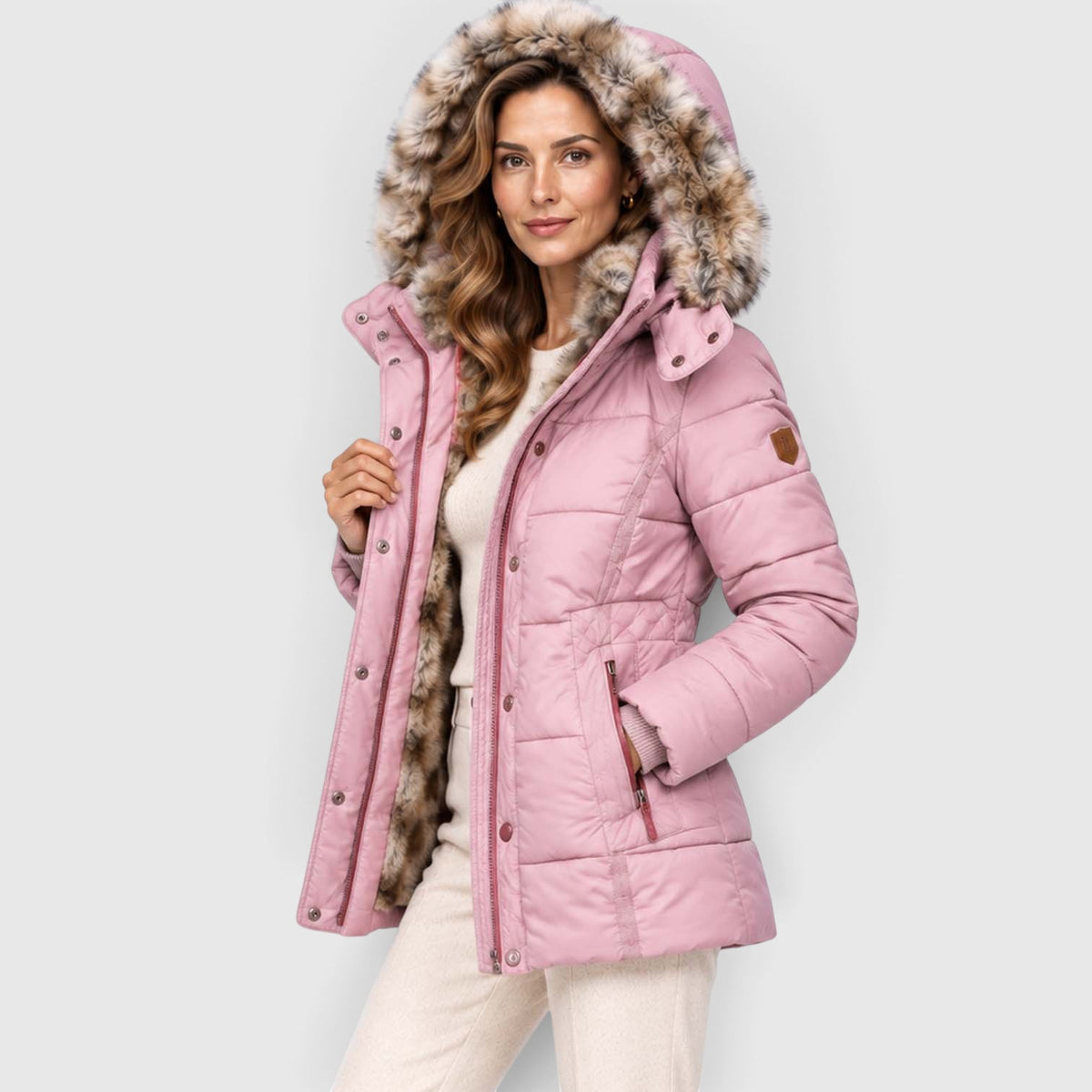 Monvaline | Women’s Faux Fur Winter Coat – Hooded Warm Outerwear