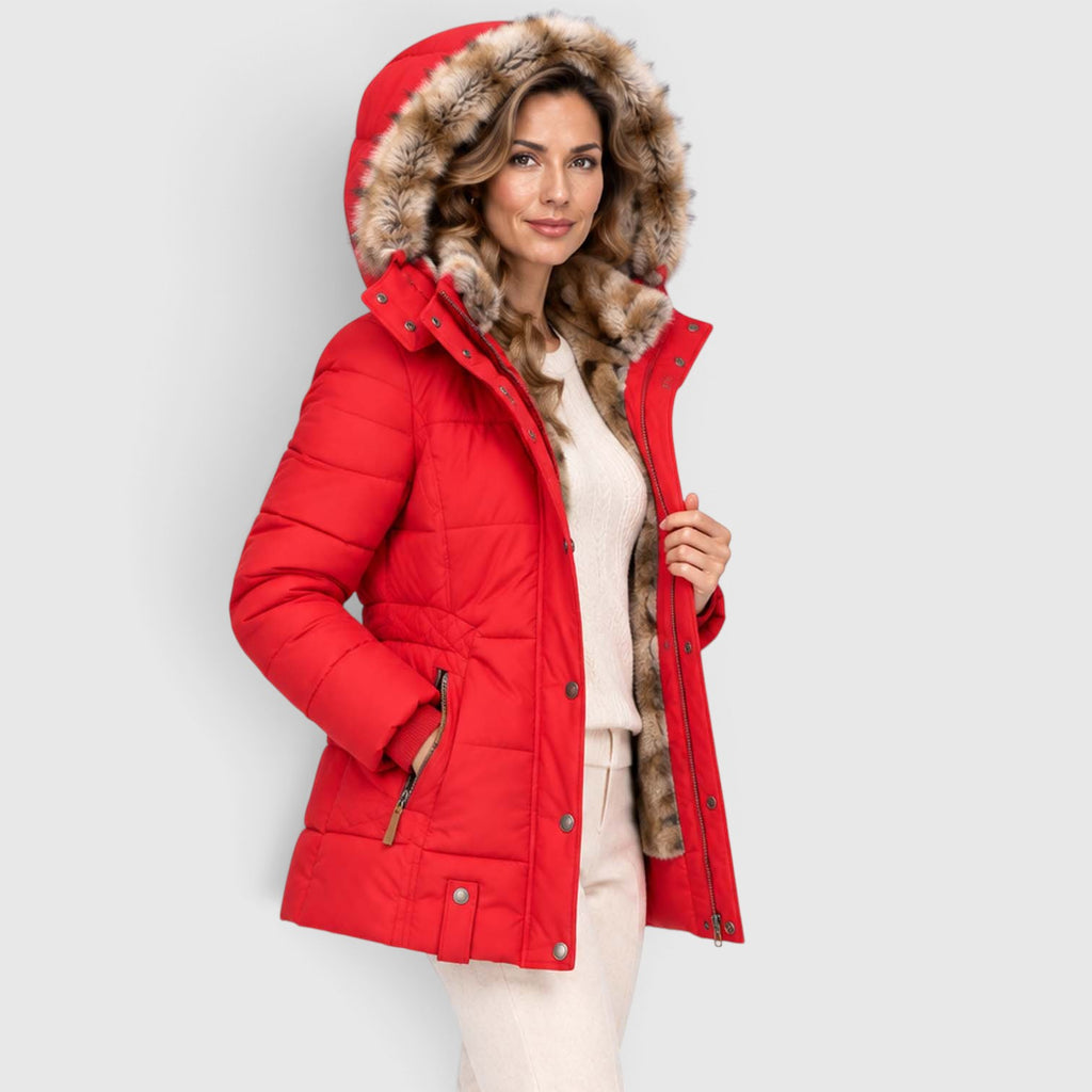 Monvaline | Women’s Faux Fur Winter Coat – Hooded Warm Outerwear