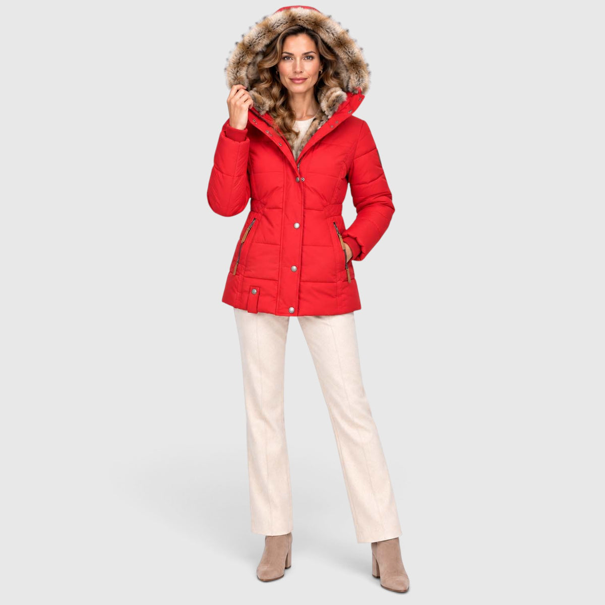 Monvaline | Women’s Faux Fur Winter Coat – Hooded Warm Outerwear