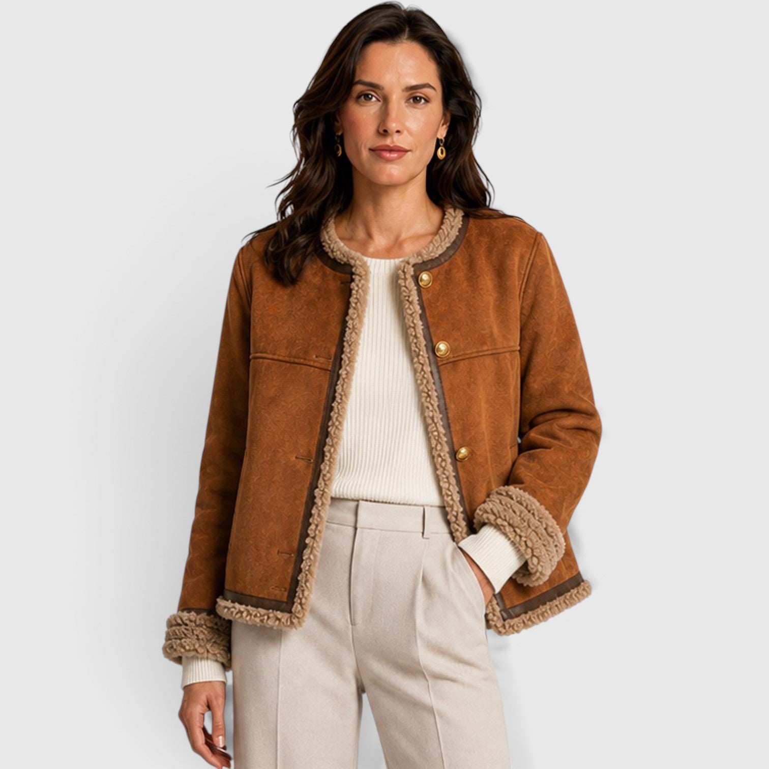 Monvaline | Women’s Faux Shearling Jacket for Winter Warmth and Comfort