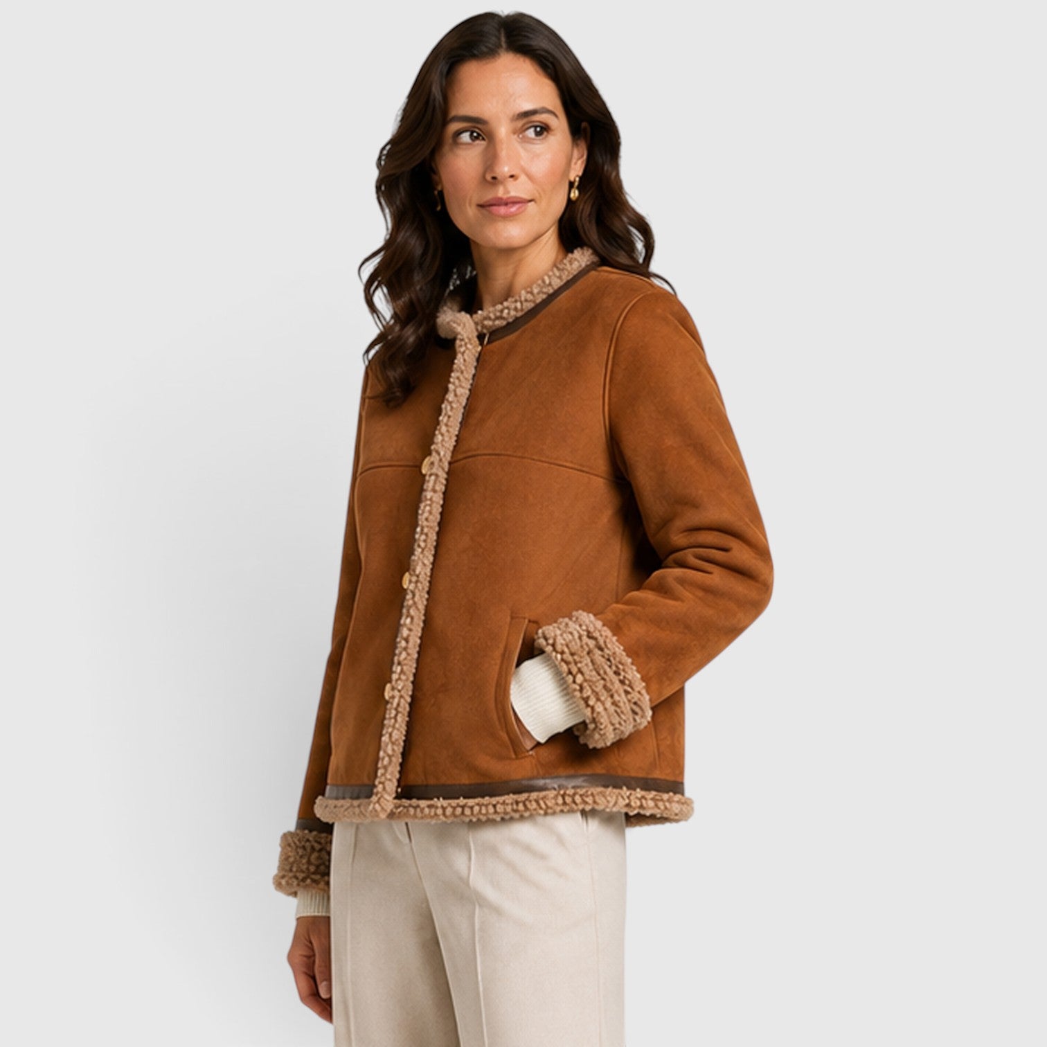 Monvaline | Women’s Faux Shearling Jacket for Winter Warmth and Comfort