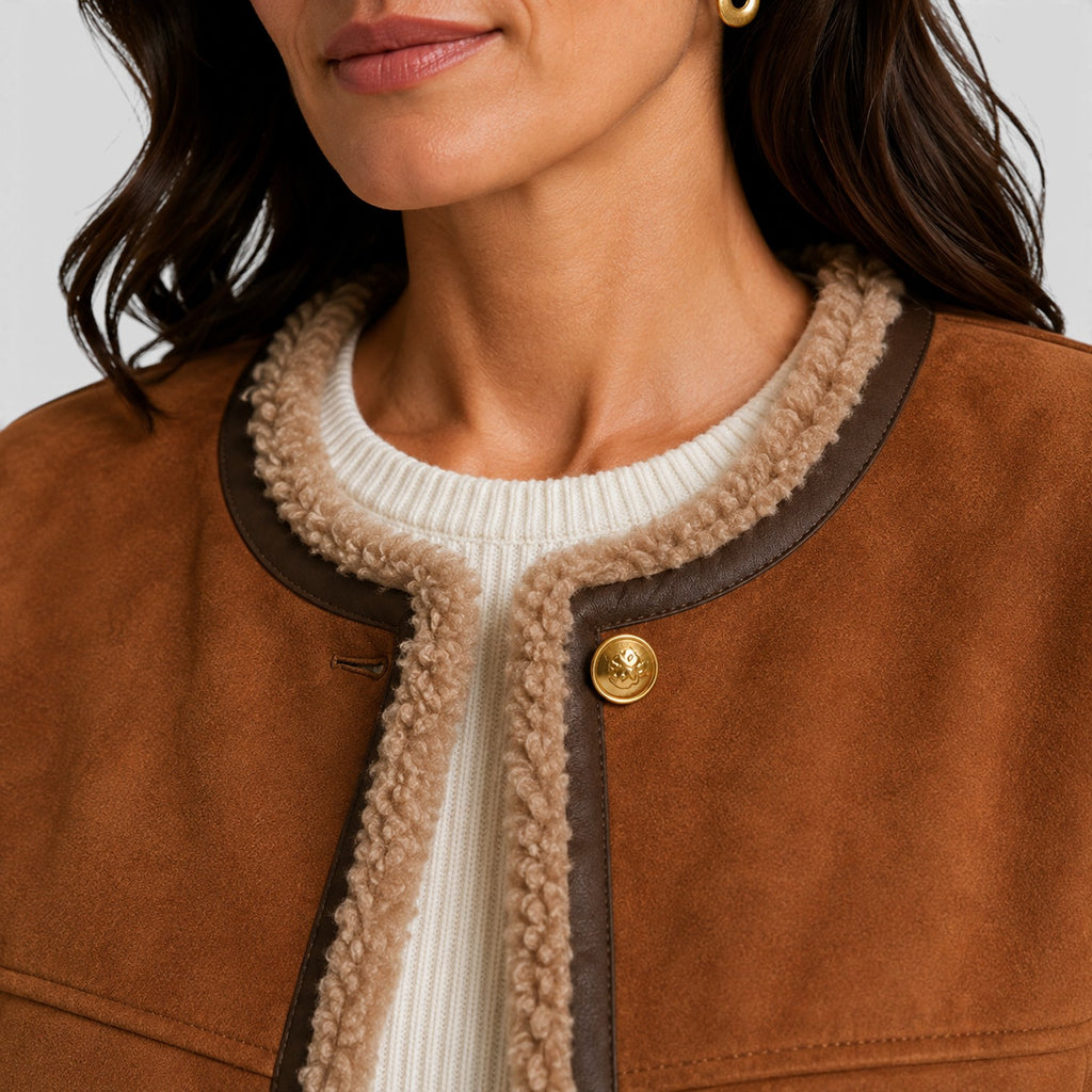 Monvaline | Women’s Faux Shearling Jacket for Winter Warmth and Comfort