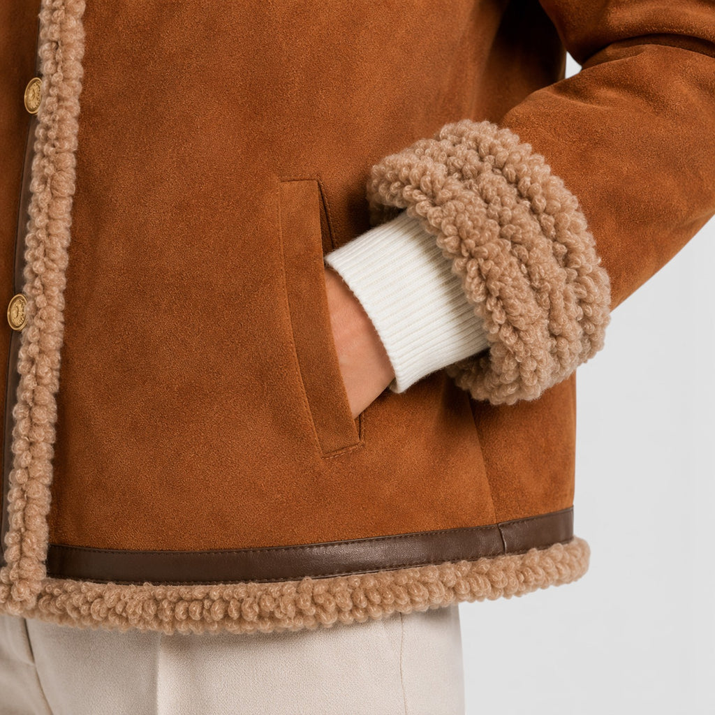 Monvaline | Women’s Faux Shearling Jacket for Winter Warmth and Comfort