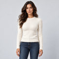 Monvaline | Women’s Fluffy Knit Jumper – Crew Neck Winter Pullover