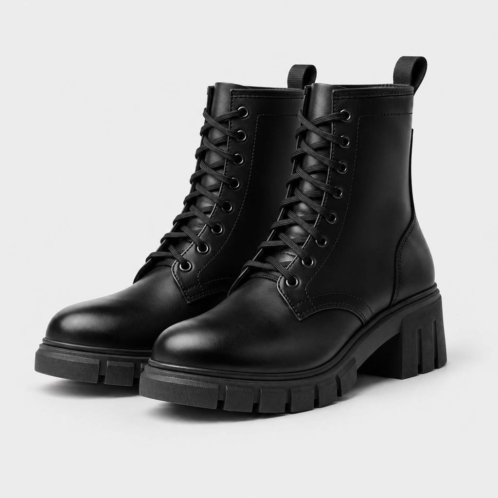 Monvaline | Women’s Full Grain Leather Boots with Block Heel