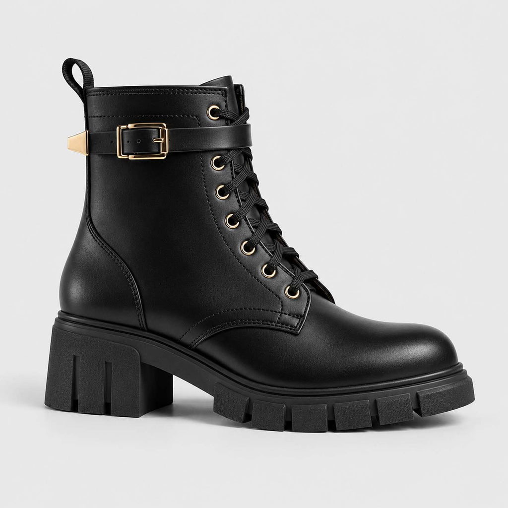 Monvaline | Women’s Full Grain Leather Boots with Block Heel