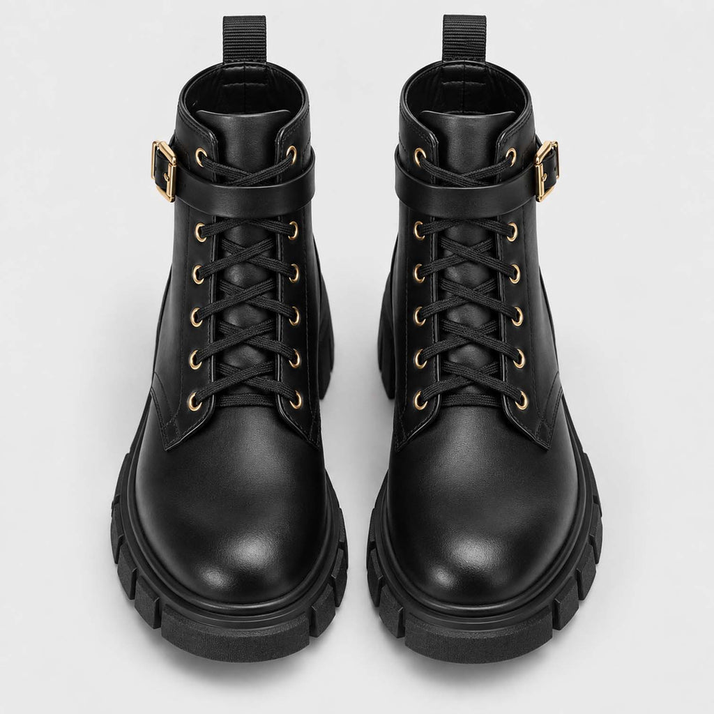 Monvaline | Women’s Full Grain Leather Boots with Block Heel