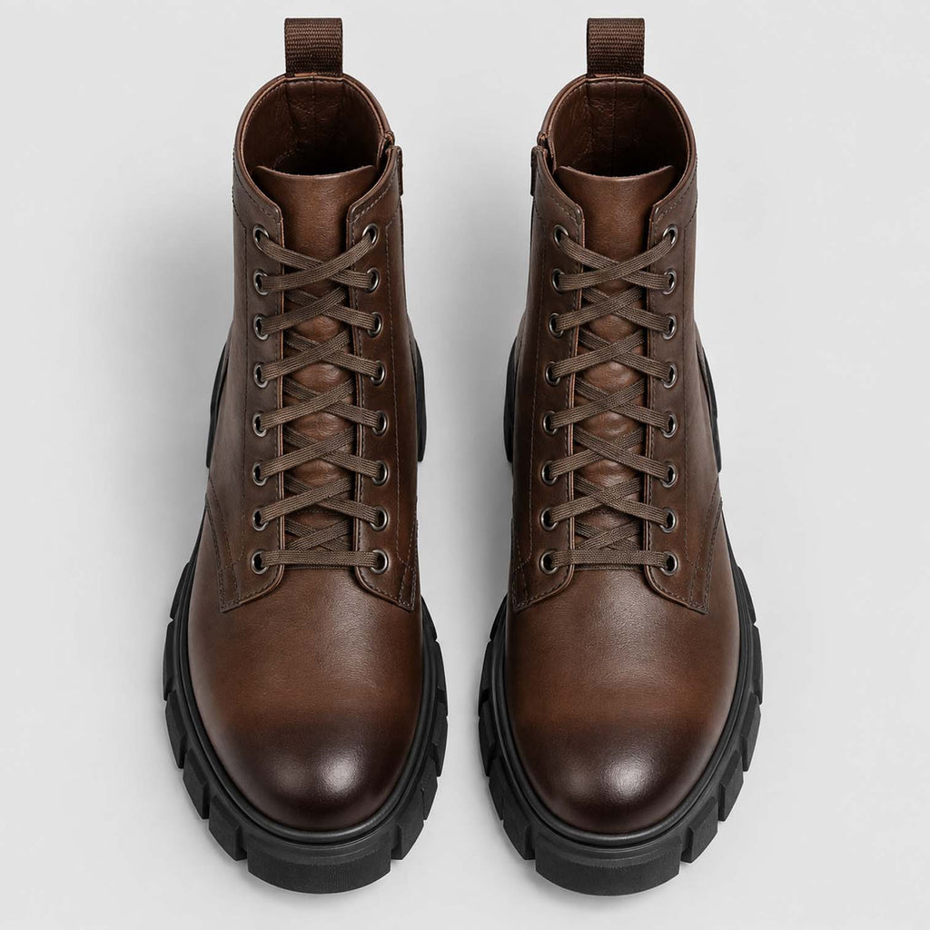 Monvaline | Women’s Full Grain Leather Boots with Block Heel