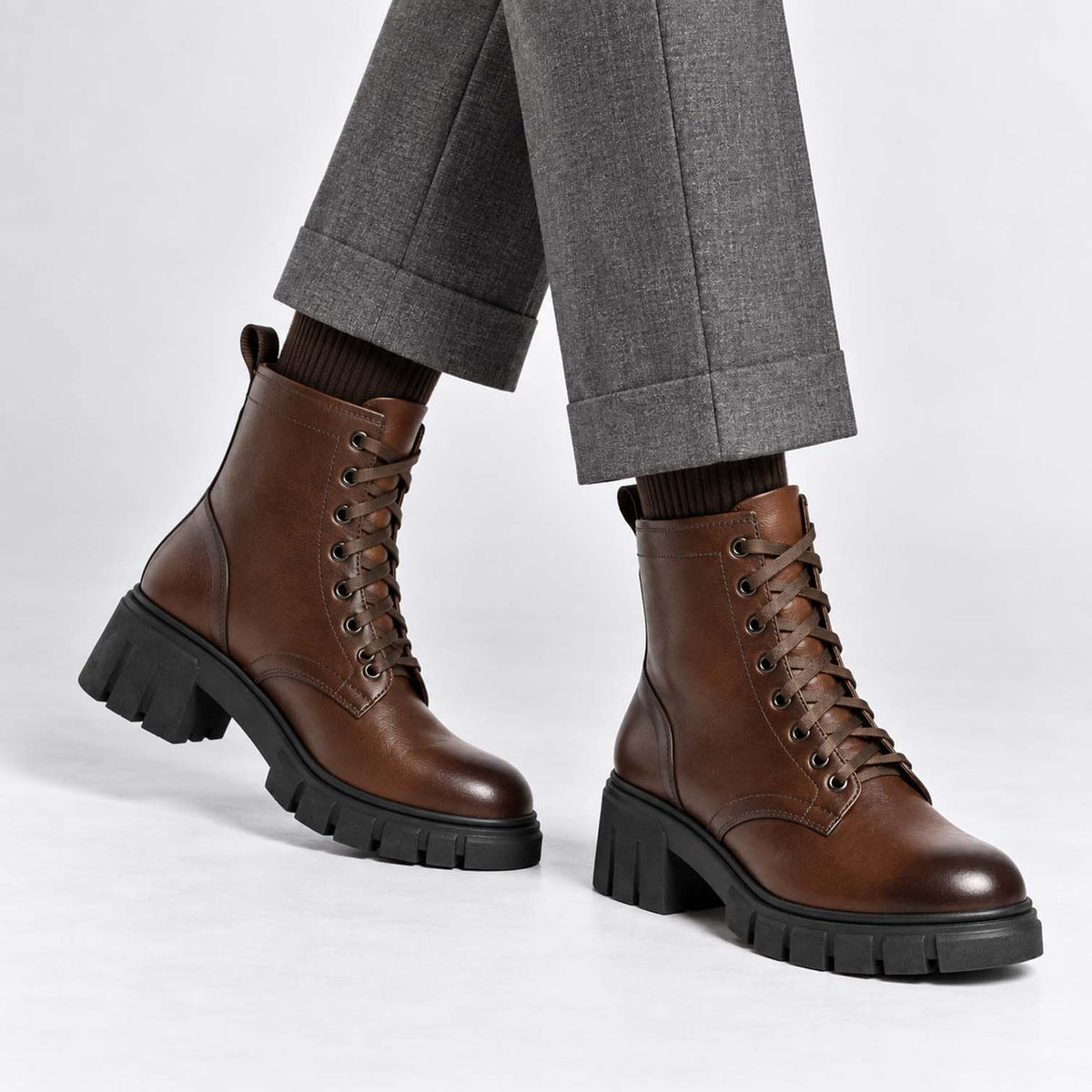 Monvaline | Women’s Full Grain Leather Boots with Block Heel