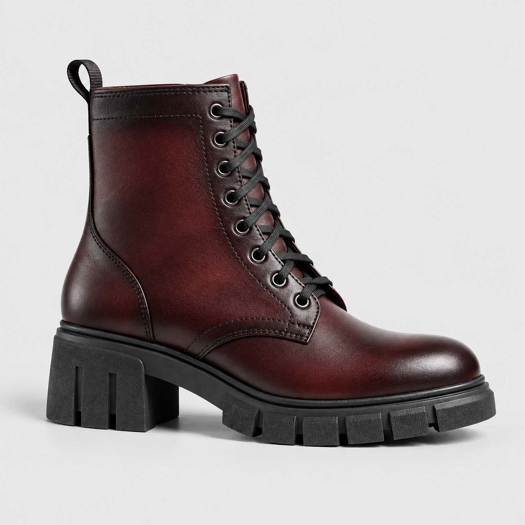 Monvaline | Women’s Full Grain Leather Boots with Block Heel