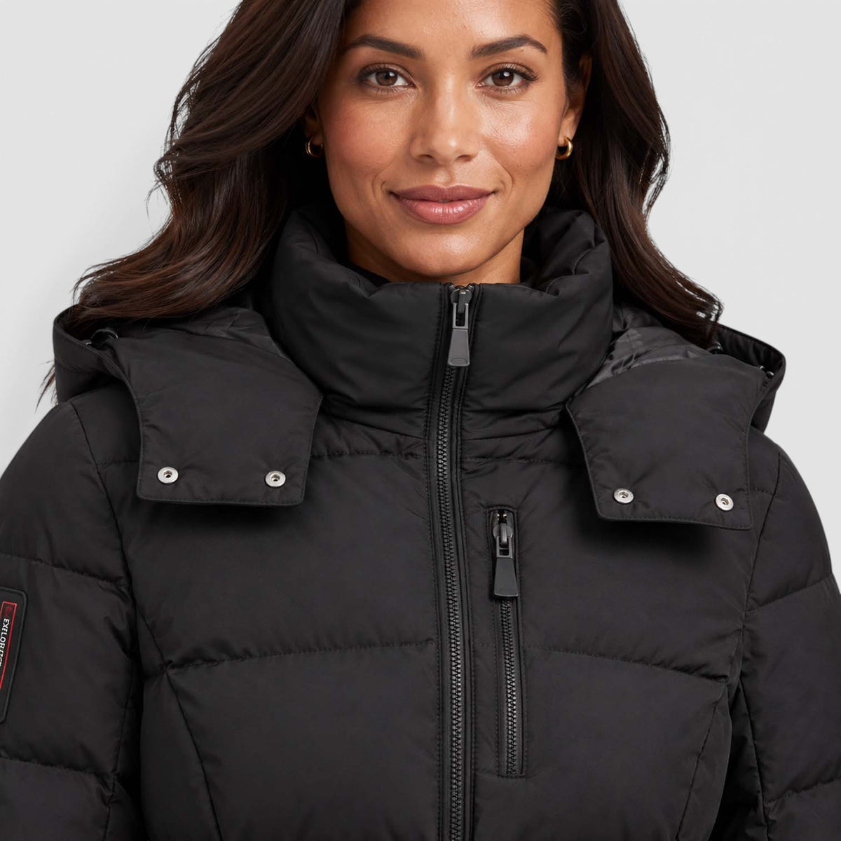 Monvaline | Women’s Hooded Puffer Jacket – Belted Waist & Cold-Weather Warmth