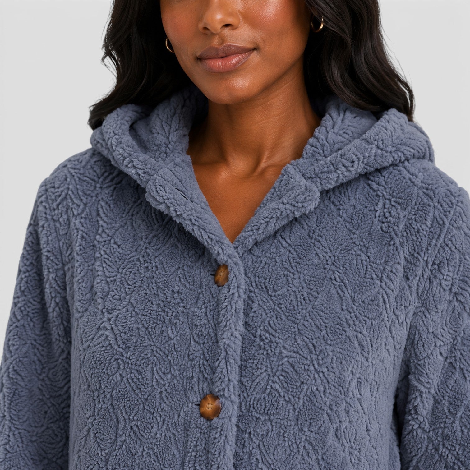 Monvaline | Women’s Hooded Teddy Fleece Cardigan – Soft Plush Button-Up
