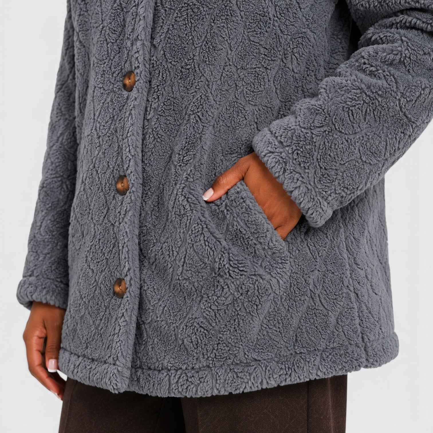 Monvaline | Women’s Hooded Teddy Fleece Cardigan – Soft Plush Button-Up