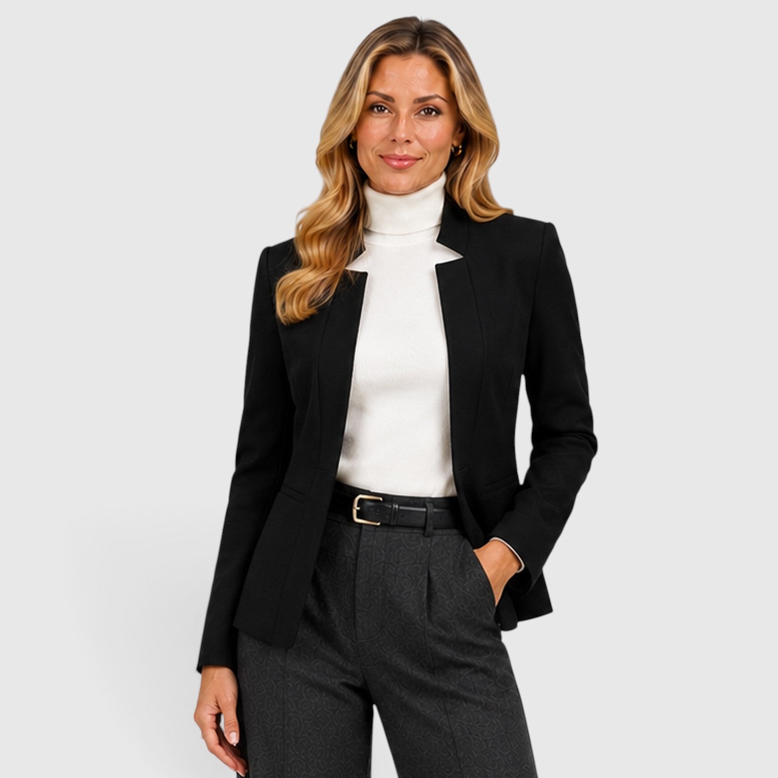 Monvaline | Women’s Knit Blazer with Stretch Comfort for Smart Casual Wear