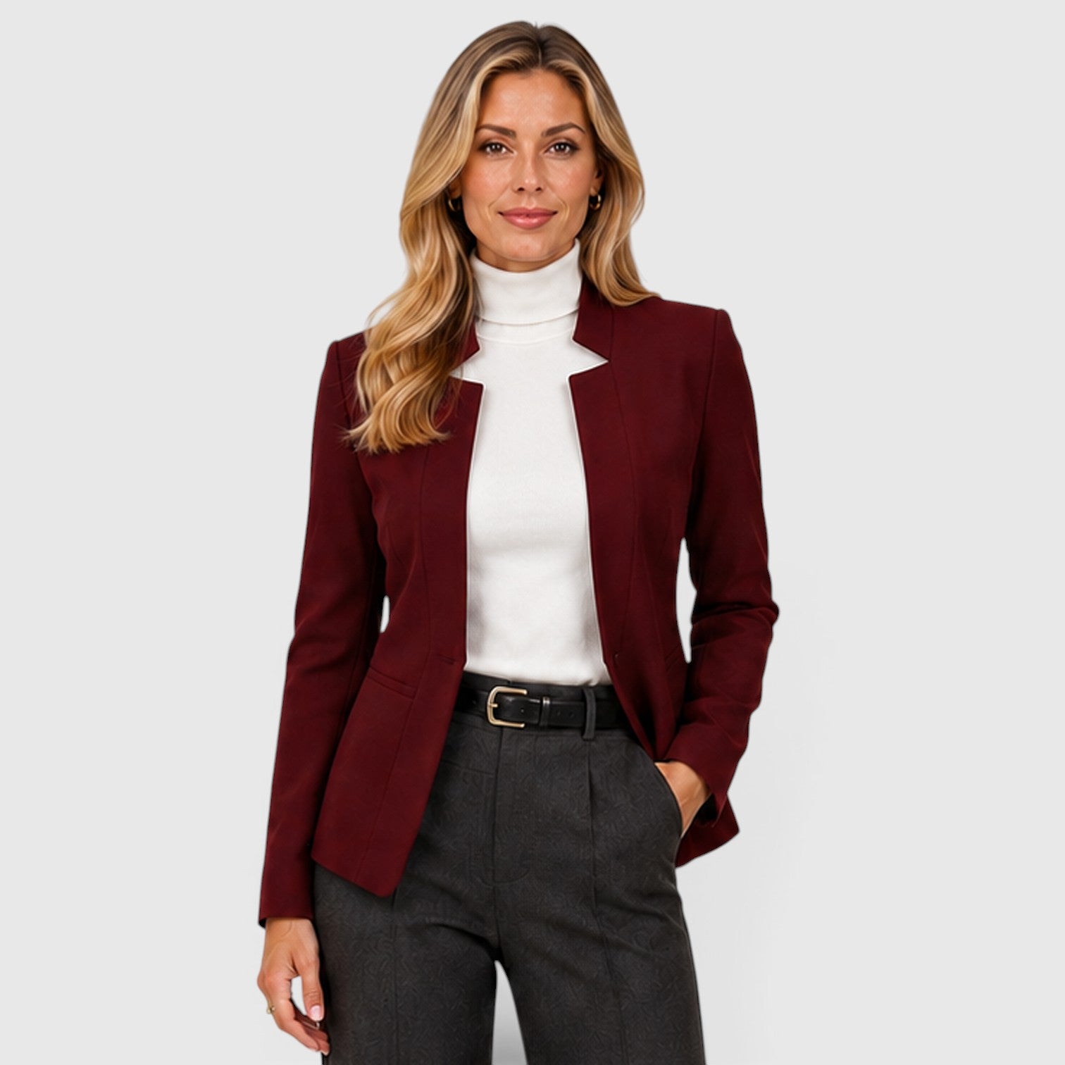 Monvaline | Women’s Knit Blazer with Stretch Comfort for Smart Casual Wear