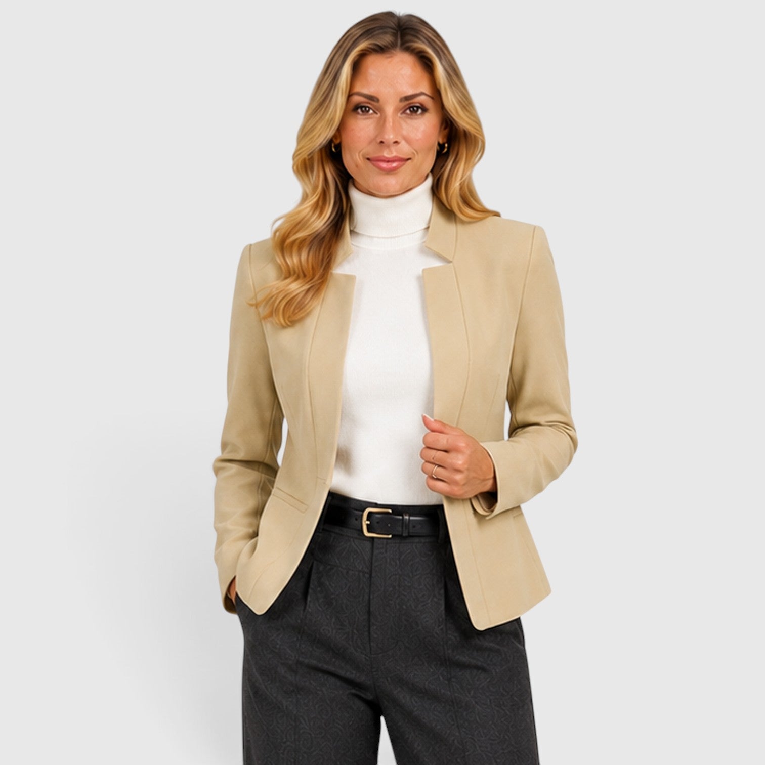 Monvaline | Women’s Knit Blazer with Stretch Comfort for Smart Casual Wear
