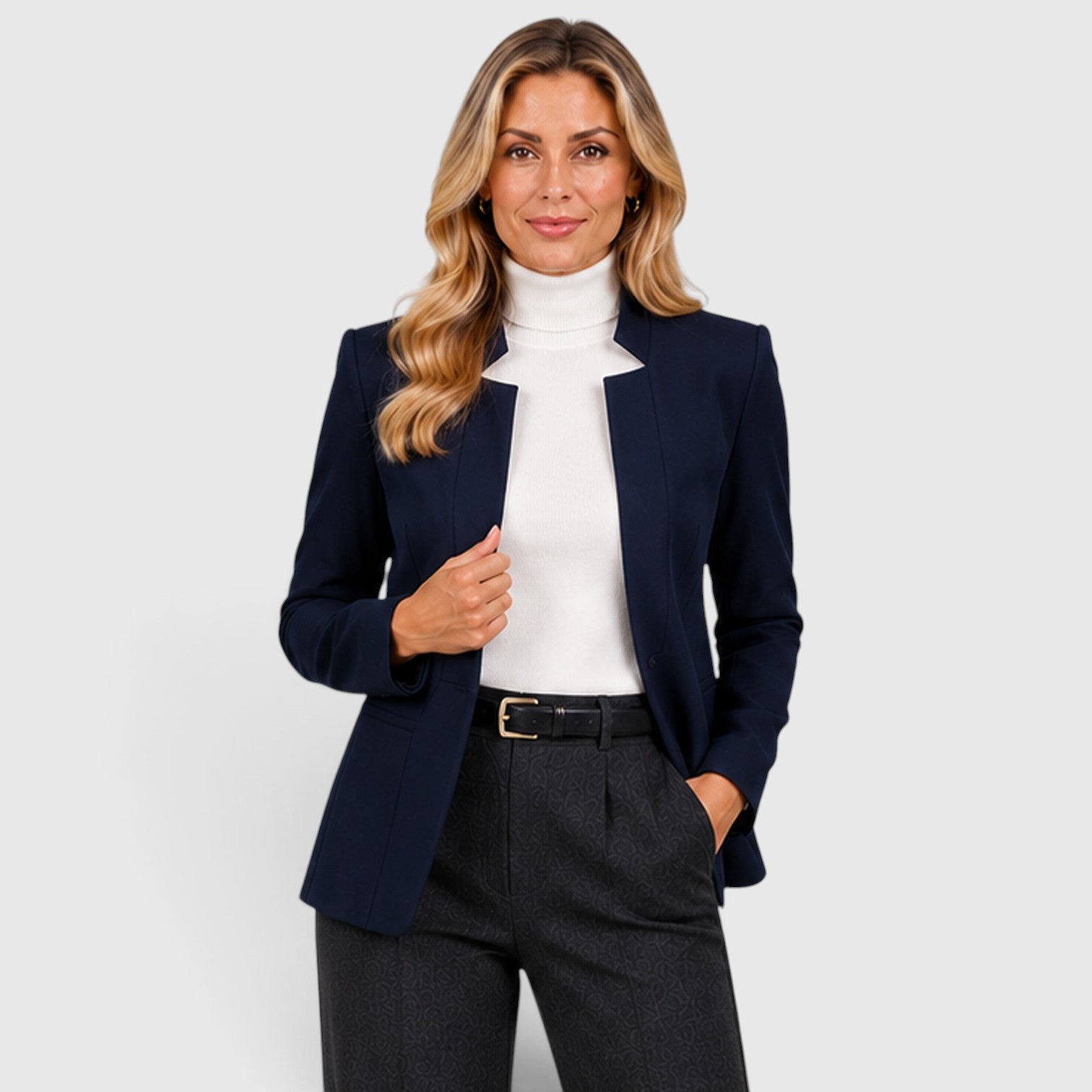 Monvaline | Women’s Knit Blazer with Stretch Comfort for Smart Casual Wear