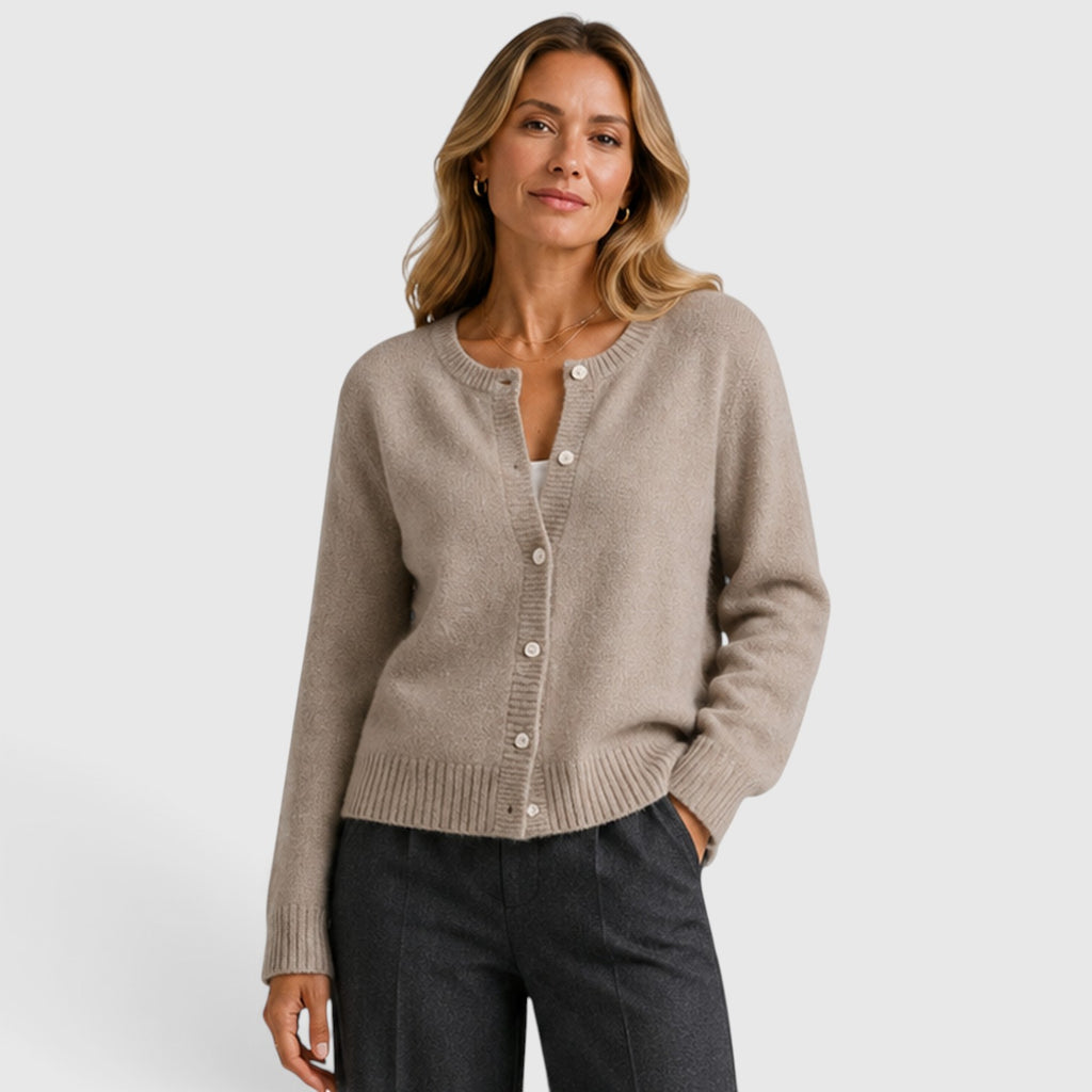 Monvaline | Women’s Knit Cardigan – Soft Button-Up Round Neck Sweater