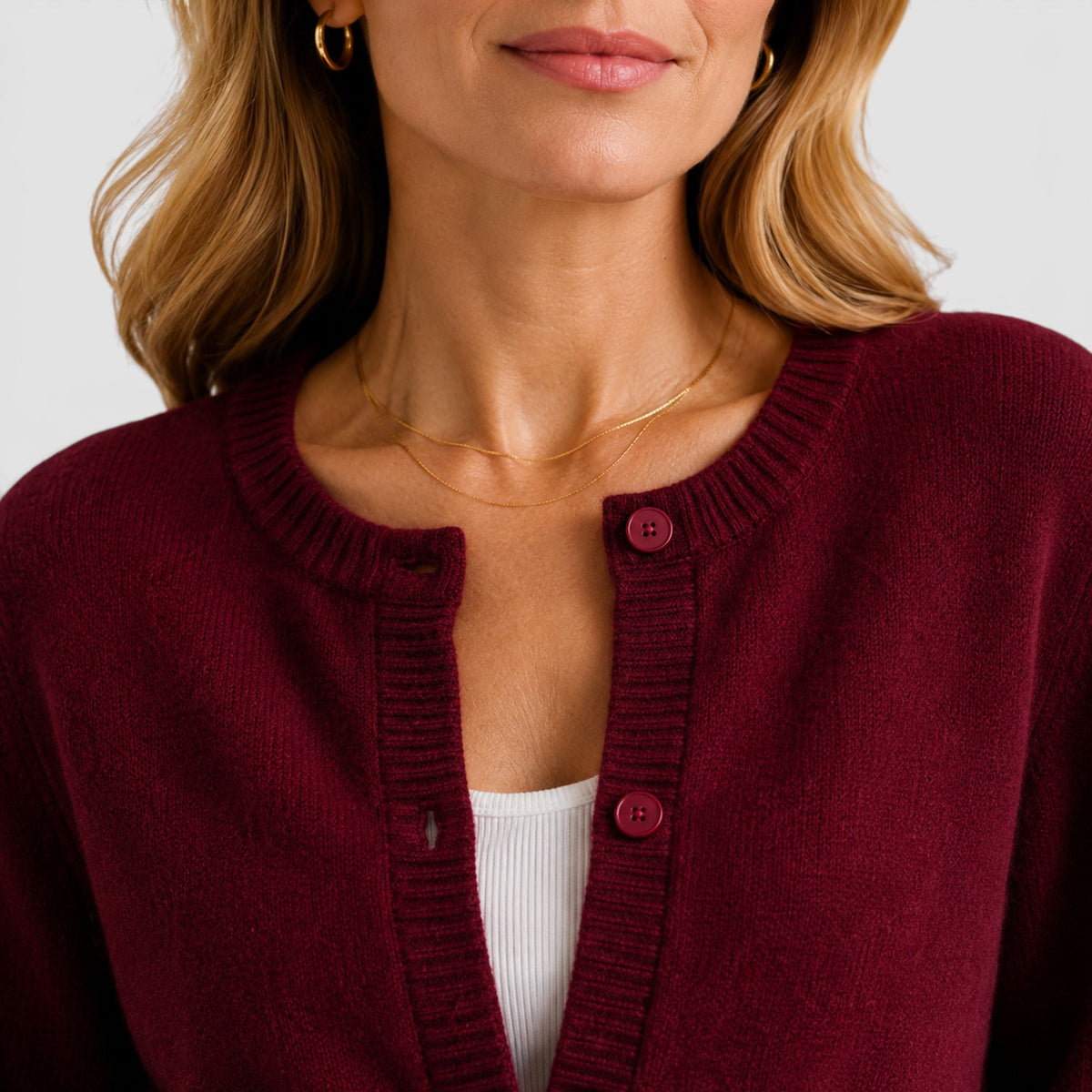 Monvaline | Women’s Knit Cardigan – Soft Button-Up Round Neck Sweater