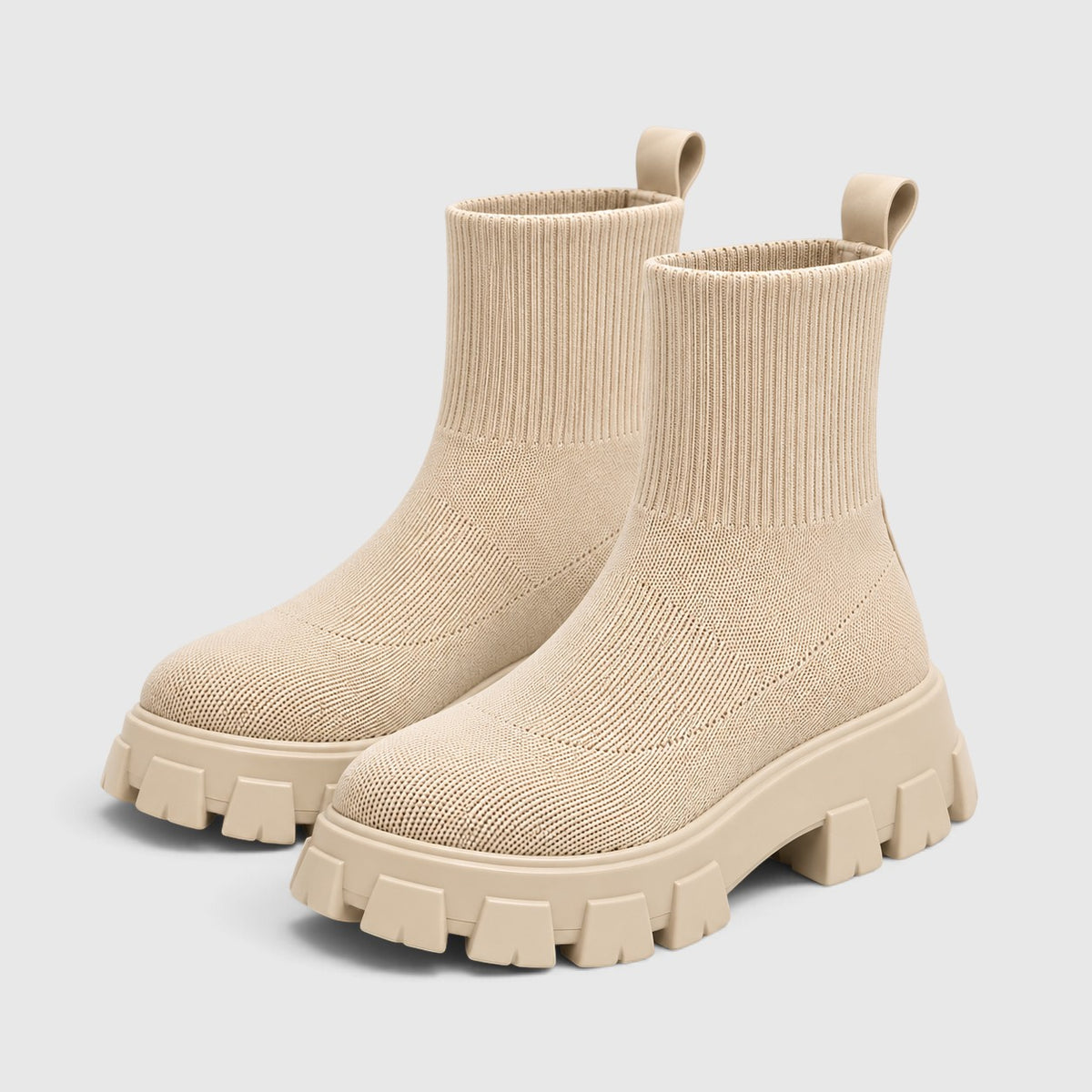 Monvaline | Women’s Knitted Ankle Boots – Chunky Sole Sock Boots