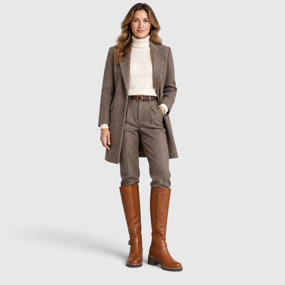 Monvaline | Women’s Leather Block Heel Boots – Knee High Classic Style