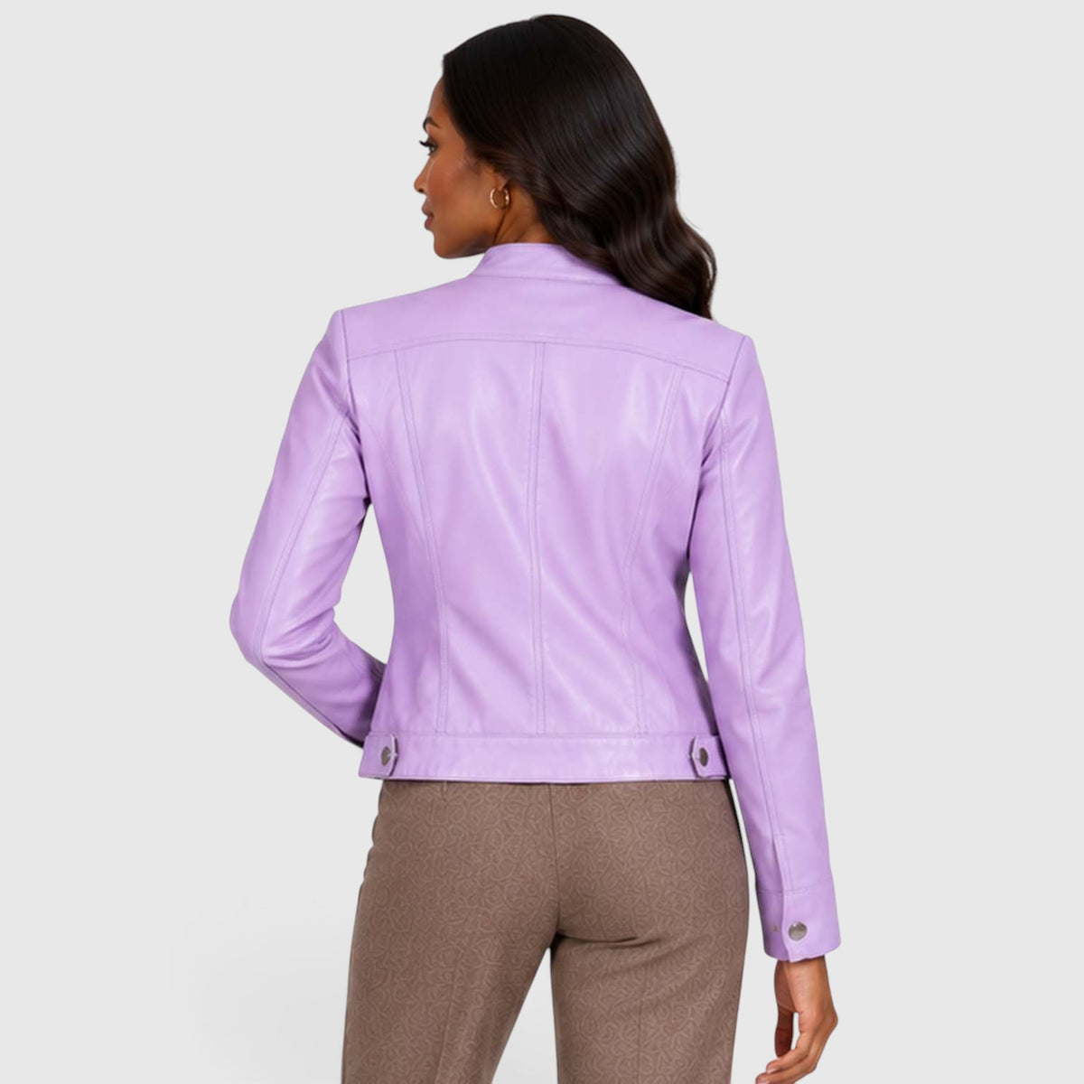 Monvaline | Women’s Leather Jacket with Zip Pockets for Casual Wear
