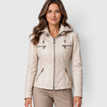 Monvaline | Women’s Leather-Look Jacket Zip-Up for Casual Outfits