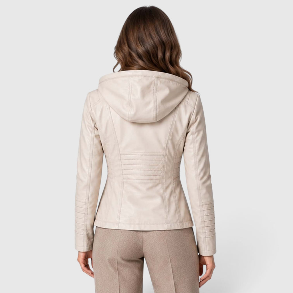 Monvaline | Women’s Leather-Look Jacket Zip-Up for Casual Outfits