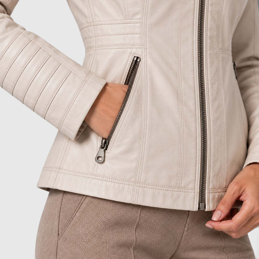 Monvaline | Women’s Leather-Look Jacket Zip-Up for Casual Outfits