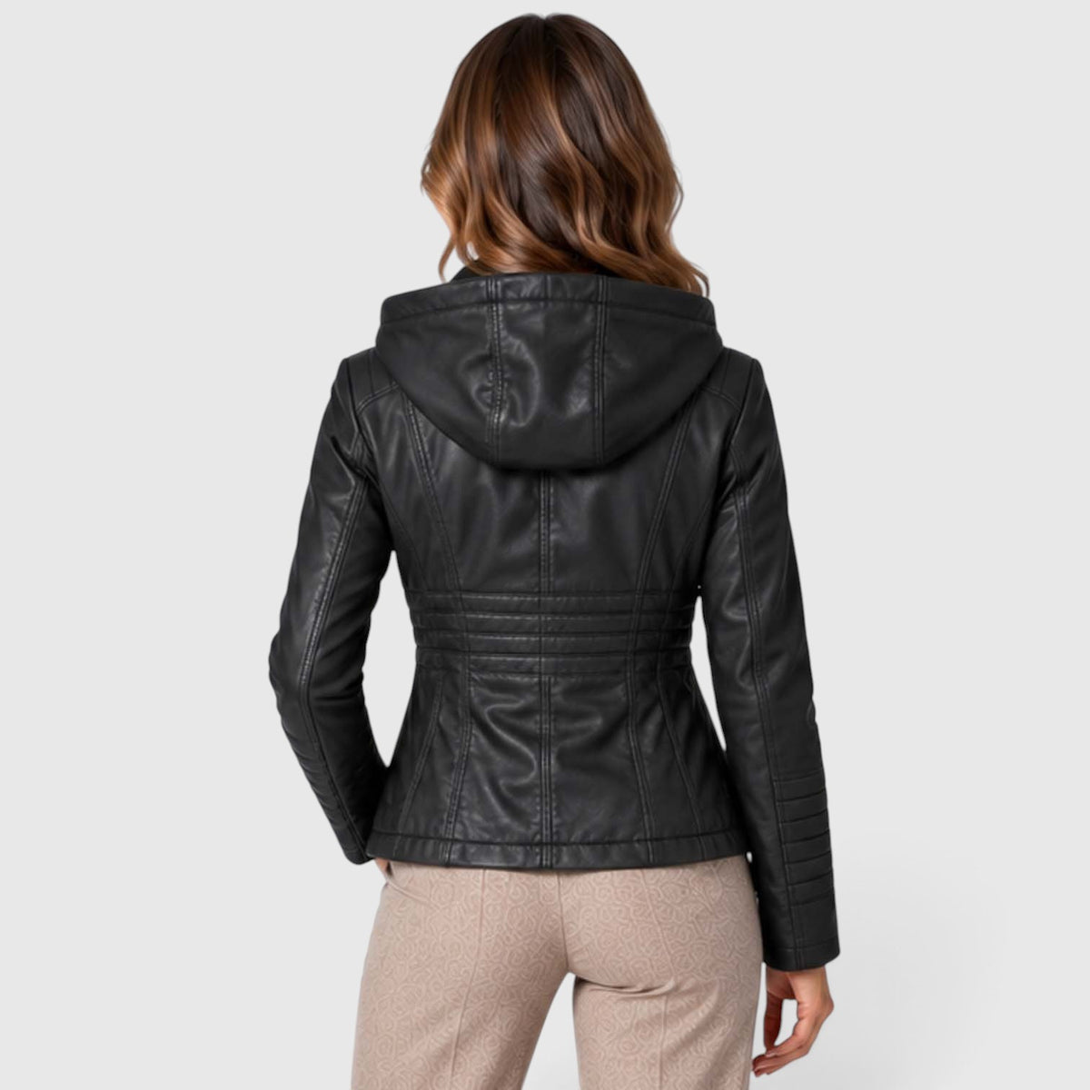 Monvaline | Women’s Leather-Look Jacket Zip-Up for Casual Outfits