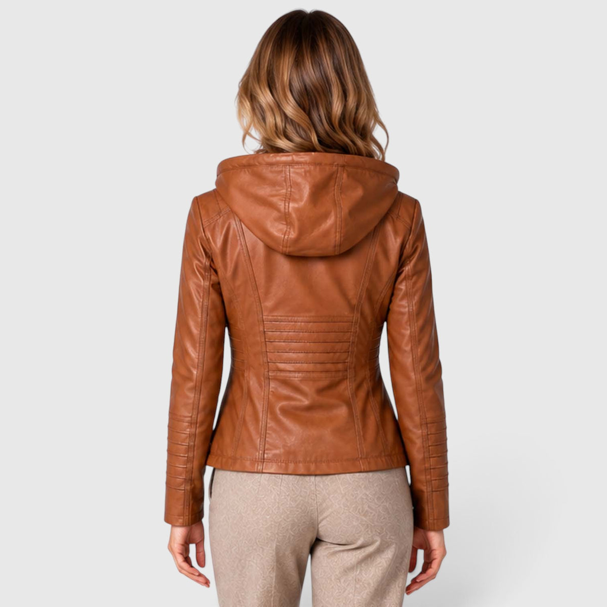 Monvaline | Women’s Leather-Look Jacket Zip-Up for Casual Outfits
