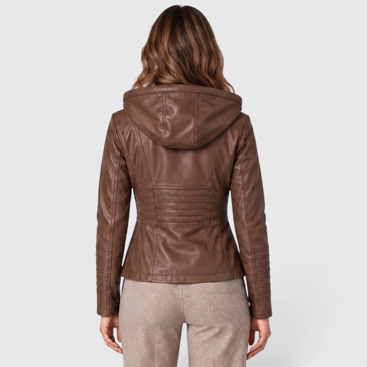 Monvaline | Women’s Leather-Look Jacket Zip-Up for Casual Outfits