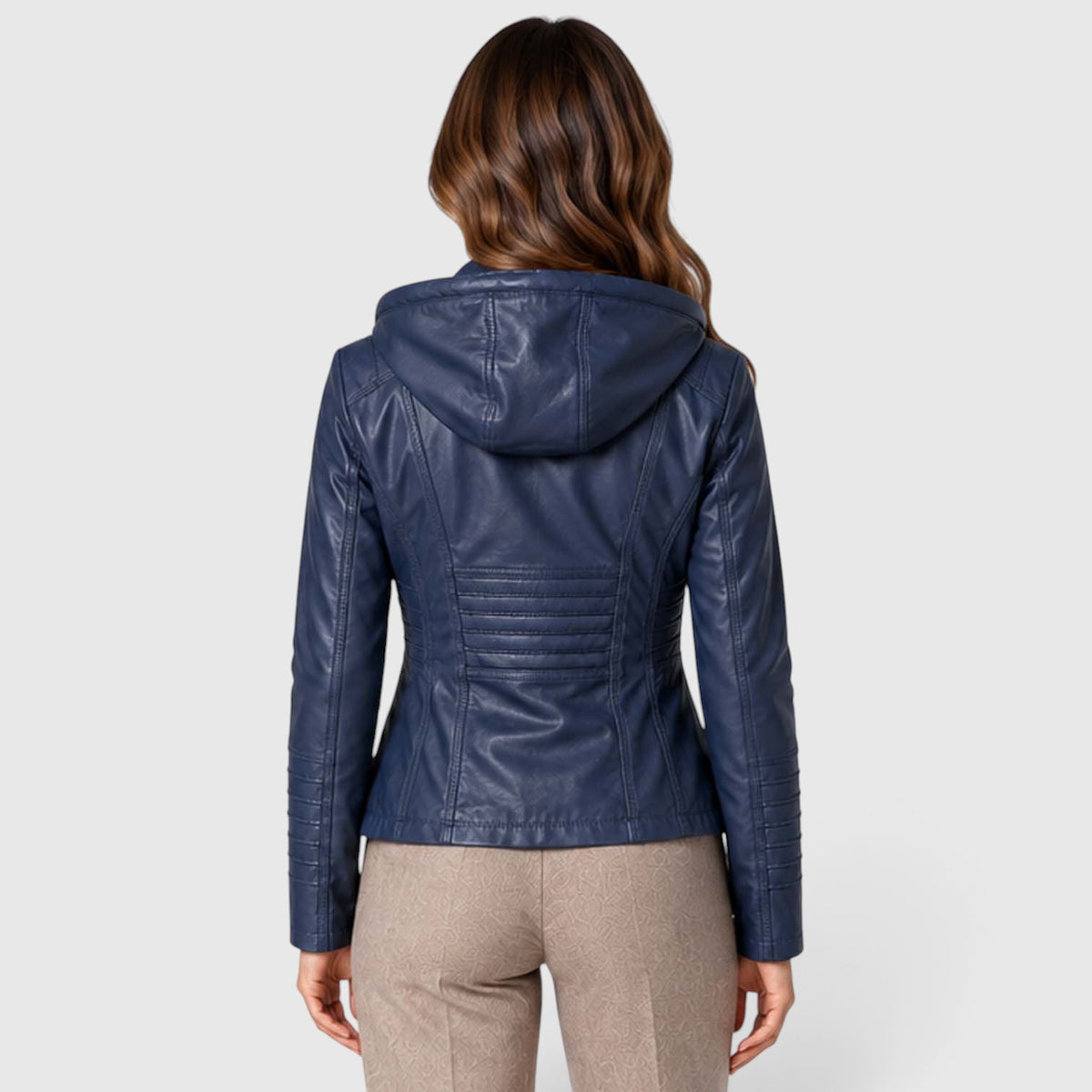 Monvaline | Women’s Leather-Look Jacket Zip-Up for Casual Outfits
