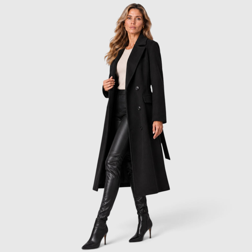Monvaline | Women’s Long Double Breasted Coat for Cold Weather