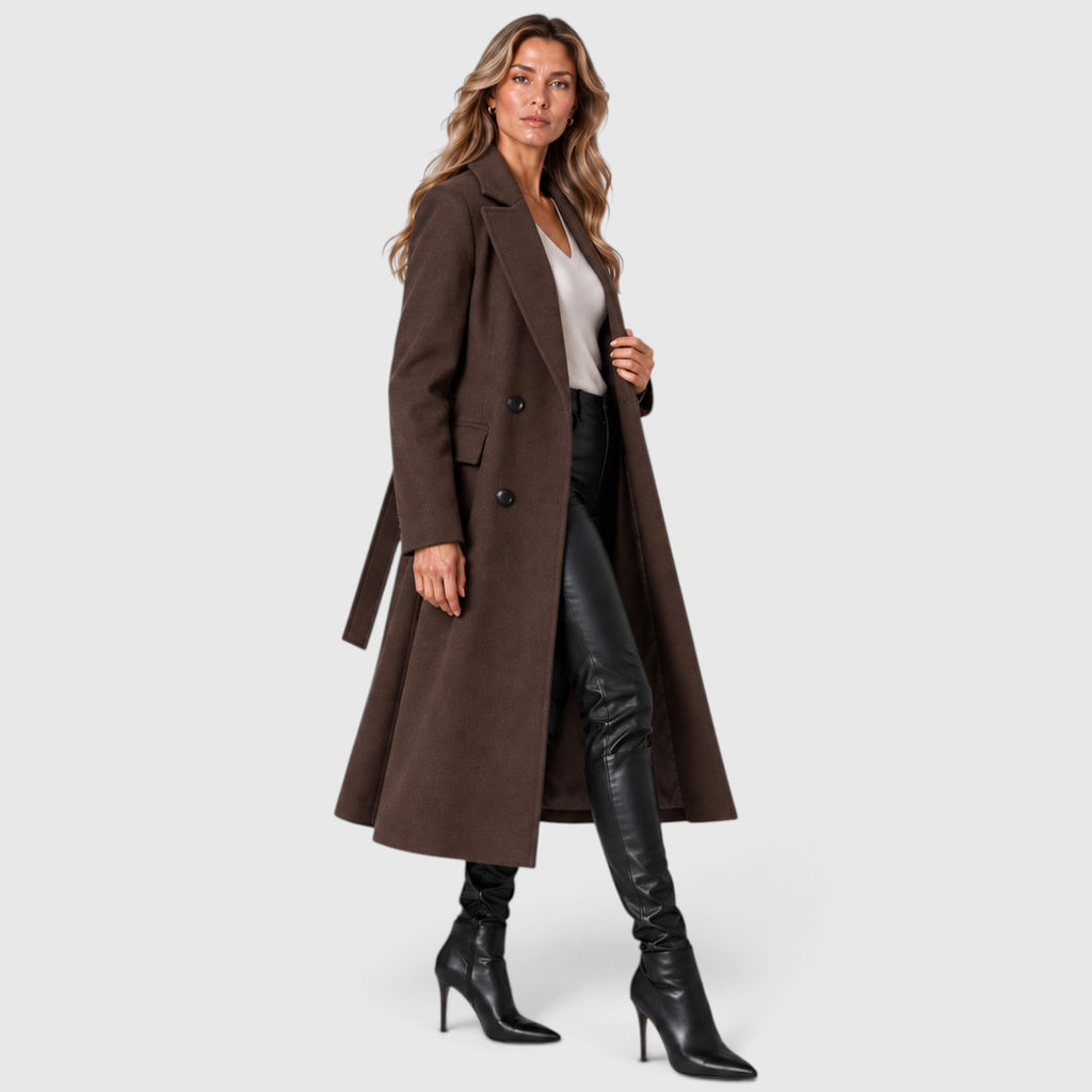 Monvaline | Women’s Long Double Breasted Coat for Cold Weather