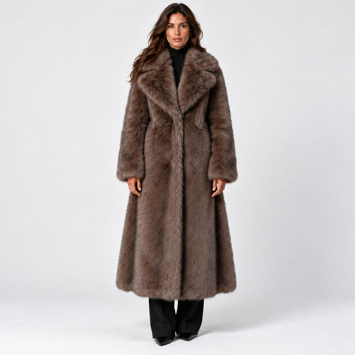 Monvaline | Women’s Long Faux Fur Coat for Cold Weather